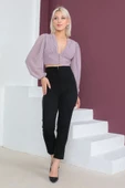 Şifon Crop Bluz 1766-Gül Kurusu - 2