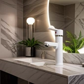 POLYFIT BEYAZ MİX LAVABO BATARYASI F1 MODEL 19 CM - 2