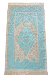 Fransızca Mealli Medine Hatlı Kuranı Kerim ve Seccade Seti Mavi thumbnail 6