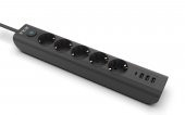 INCA IPW-44TU 5li 1,5mt Siyah 3Usb+Typ-C Akım Korumalı  Led Tuşlu Priz - 1