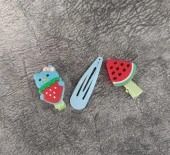 Toka Sevimli Kedicik Meyveli  Kız Çocuk Toka Saç Aksesuar Hediye thumbnail 1