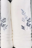 Özdilek 4 Parça Best Hamam Seti, Banyo Havlu Takımı-Leaf Krem- Gri - 5