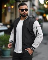 Tomiross-Berk Erkek Siyah Kolej Yaka Su ve Rüzgar Geçirmez Slim Fit Elyaf Dolgulu Mont BERK-4563 - 1
