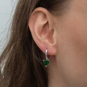 Gümüş Yeşil Taşlı Kalpli Kadın Küpe thumbnail 4