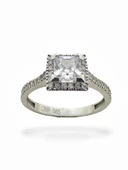 2. Carat Baget Üst Kalite Beyaz Altın Yüzük - 1