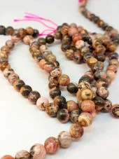 Rodokrozit Taşı Koyu Renk YARIM Dizi 8mm (18cm uzunluğundadır) thumbnail 3