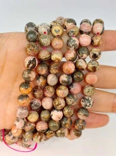 Rodokrozit Taşı Koyu Renk YARIM Dizi 8mm (18cm uzunluğundadır) thumbnail 2