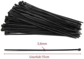 Siyah Kablo Bağı Plastik Cırt Kelepçe 3.6x150mm 15cm (100 ADET) - 4