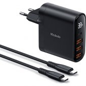 Mcdodo CH-2252 33W 1xtype-C 3xusb Girişli Dijital Göstergeli Şarj Adaptörü+Type-C To Type-C Kablo 1.2m -Siyah - 3