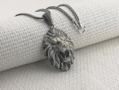 Kükreyen Aslan Üç Boyut Tasarımlı 925 Ayar Gümüş Kolye thumbnail 1