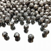 20 Adet Döküm Antik Gümüş Renk Tuğralı Top Boncuk Takı Malzemesi - 3