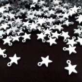 100 Adet Pleksi Gümüş Rengi Yıldız Pul Oyalık Pul 9*7,6 mm - 4