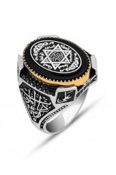 Mührü Süleyman İşleme 925 Gümüş Erkek Yüzük - 2