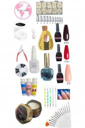 Lady red line Kalıcı Oje Protez Tırnak Jeli Tips Nail Art Süsleme Taşı Full Seti - 1