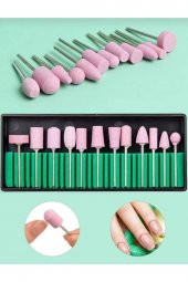 Lady red line 12li Kuvars Freze Ucu Seti Profesyonel Protez Tırnak Jel Tırnak Kuru Manikür Kullanımına Uygun - 1