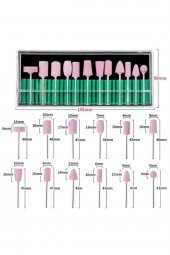 Lady red line 12li Kuvars Freze Ucu Seti Profesyonel Protez Tırnak Jel Tırnak Kuru Manikür Kullanımına Uygun - 2