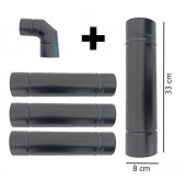 4 Adet 33 cm Kamp Soba Borusu + 1 Adet Dirsek, Çadır Soba Borusu Çap:8 cm - 1