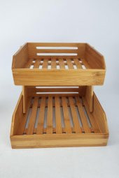 Digithome Bambu 2 Katlı Çok Amaçlı Saklama Kutusu Düzenleyici Organizer Meyvelik – I/12 C1-1-289 - 5