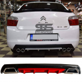 Citroen C-elysee Difüzör Arka Tampon Eki 2 Egzoz Çıkışlı Kırmızı Lüx Tip - 1