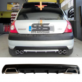 Renault Clio 2 HB Difüzör Arka Tampon Eki 2 Egzoz Çıkışlı Siyah Lüx Tip - 1