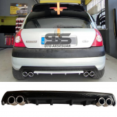 Renault Clio 2 HB Difüzör Arka Tampon Eki 4 Egzoz Çıkışlı Siyah Lüx Tip - 1