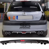 Renault Clio 2 HB Difüzör Arka Tampon Eki 4 Egzoz Çıkışlı Siyah - 1