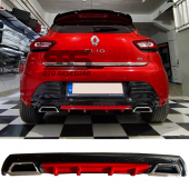 Renault Clio 4 Difüzör Arka Tampon Eki 2 Egzoz Çıkışlı Kırmızı Lüx Tip) - 1