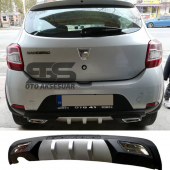 Dacia Sandero Difüzör Arka Tampon Eki 2 Egzoz Çıkışlı Gri thumbnail 1