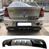 Dacia Logan Sedan Difüzör Arka Tampon Eki 2 Egzoz Çıkışlı Gri - 1