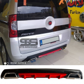Fiat Fiorino Difüzör Arka Tampon Eki 2 Egzoz Çıkışlı Kırmızı Lüx Tip - 1