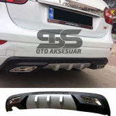 Renault Fluence Difüzör Arka Tampon Eki 2 Egzoz Çıkışlı Gri thumbnail 1