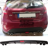 Ford Fiesta Mk7 Difüzör Arka Tampon Eki 4 Egzoz Çıkışlı Siyah - 1