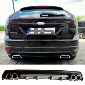Ford Focus 2 HB Difüzör Arka Tampon Eki 4 Egzoz Çıkışlı Gri Lüx Tip - 1