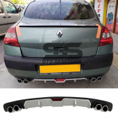 Renault Megane 2 Sedan Difüzör Arka Tampon Eki 4 Egzoz Çıkışlı Gri - 1