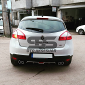 Renault Megane 3 HB Difüzör Arka Tampon Eki 4 Egzoz Çıkışlı Gri - 3