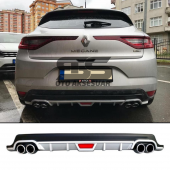 Renault Megane 4 HB Difüzör Arka Tampon Eki 4 Egzoz Çıkışlı Gri Tip - 1