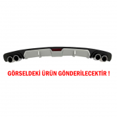 Renault Megane 3 HB Difüzör Arka Tampon Eki 4 Egzoz Çıkışlı Gri - 7