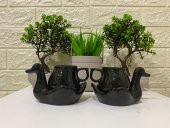 2 Kişilik Kuğu Kahve Fincan Takımı - Siyah Türk Kahvesi Fincan Takımı - 1