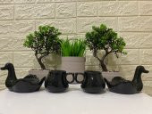 2 Kişilik Kuğu Kahve Fincan Takımı - Siyah Türk Kahvesi Fincan Takımı - 3