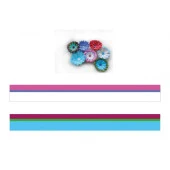 Pembe - Beyaz / Fuşya - Mavi Renk Geçişli, Çizgili Quilling Kağıdı - 1