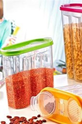 2 Kapaklı Ölçekli Erzak Kuru Gıda Saklama Kutusu Kabı - 1,7 Litre - SA935 thumbnail 6