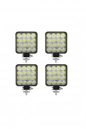 4 Adet 16 Led Kare Çalışma Lambası 110x110mm Off Road Traktör Tekne - 6