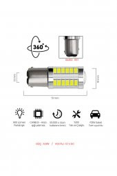 Stop Sinyal Geri Vites Ampulü Mercekli 33 Led P21w 1157 Ba15d 6500k Beyaz Güçlü Işık - 2