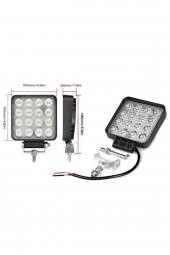 Off Road Beyaz Işık Sis Farı Lambası 16 Led Kare 12-24v 48 Watt - 1
