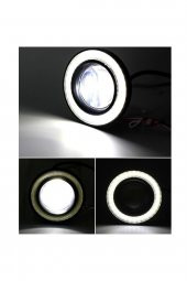 Fiat Linea Uyumlu Universal Mercekli Led Angel Sis Farı 76mm Beyaz Renk - 2