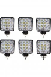 6 Adet 11x11 16 Led Kare Off Road Traktör Tir Kamyon Sis Fari Sis Lambasi Çalisma Lambasi Projektör - 1
