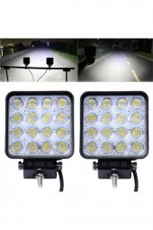 Off Road Sis Farı 16 Led Kare Çalışma Lambası Yat Tekne Gemi Iş Makinaları Arazi Araçları Dış Mekan - 2