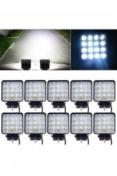 Off Road Sis Farı 16 Led Kare Çalışma Lambası Yat Tekne Gemi Iş Makinaları Arazi Araçları Dış Mekan - 3