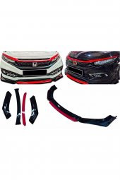 Renault Symbol 4 Parça Ön Lip Kırmızı Üniversal Ön Tampon Eki Piano Black - 1