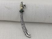 La Feta İlla Ali La Seyfe İlla Zülfikar Yazılı Yeşil Taşlı 925 Ayar Gümüş Kolye Ucu thumbnail 2